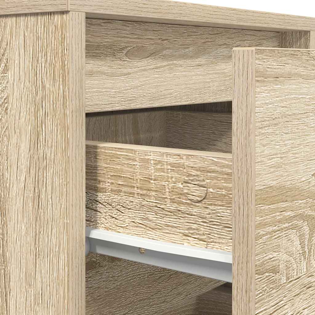Nattbord med LED-lys sonoma eik 38x34x65 cm