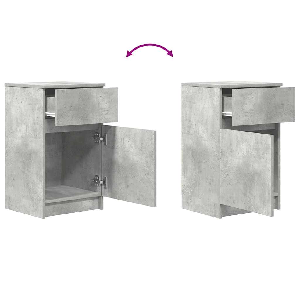 Nattbord 2 stk betonggrå 39x35x65 cm konstruert tre