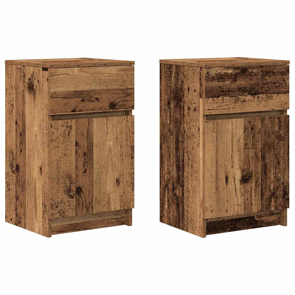 Nattbord 2 stk gammelt tre 39x35x65 cm konstruert tre