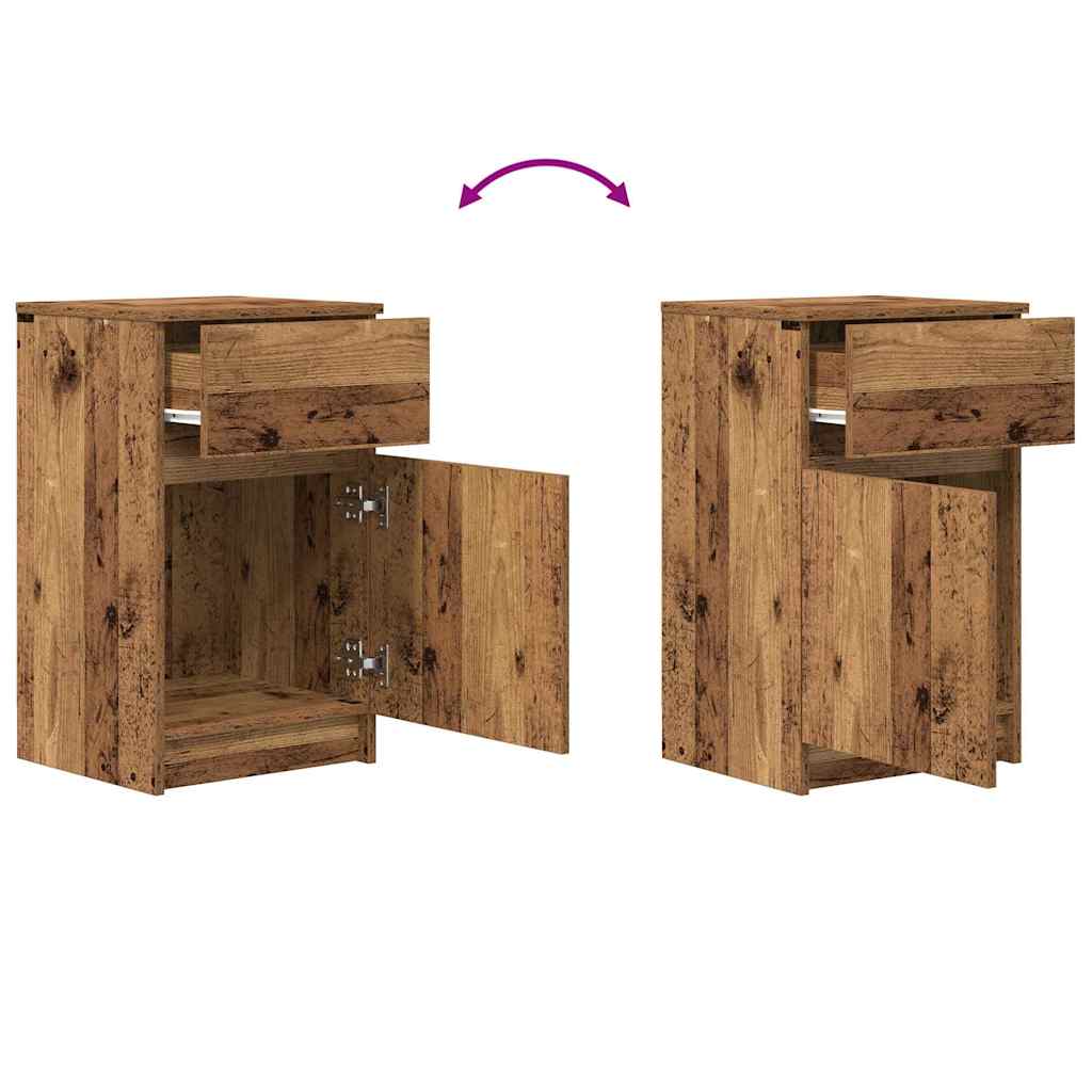 Nattbord 2 stk gammelt tre 39x35x65 cm konstruert tre