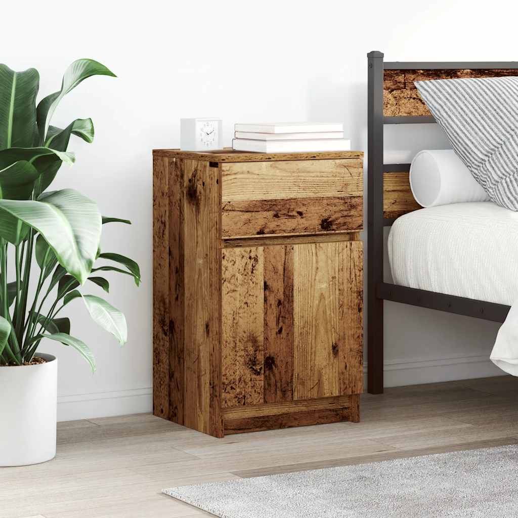 Nattbord 2 stk gammelt tre 39x35x65 cm konstruert tre