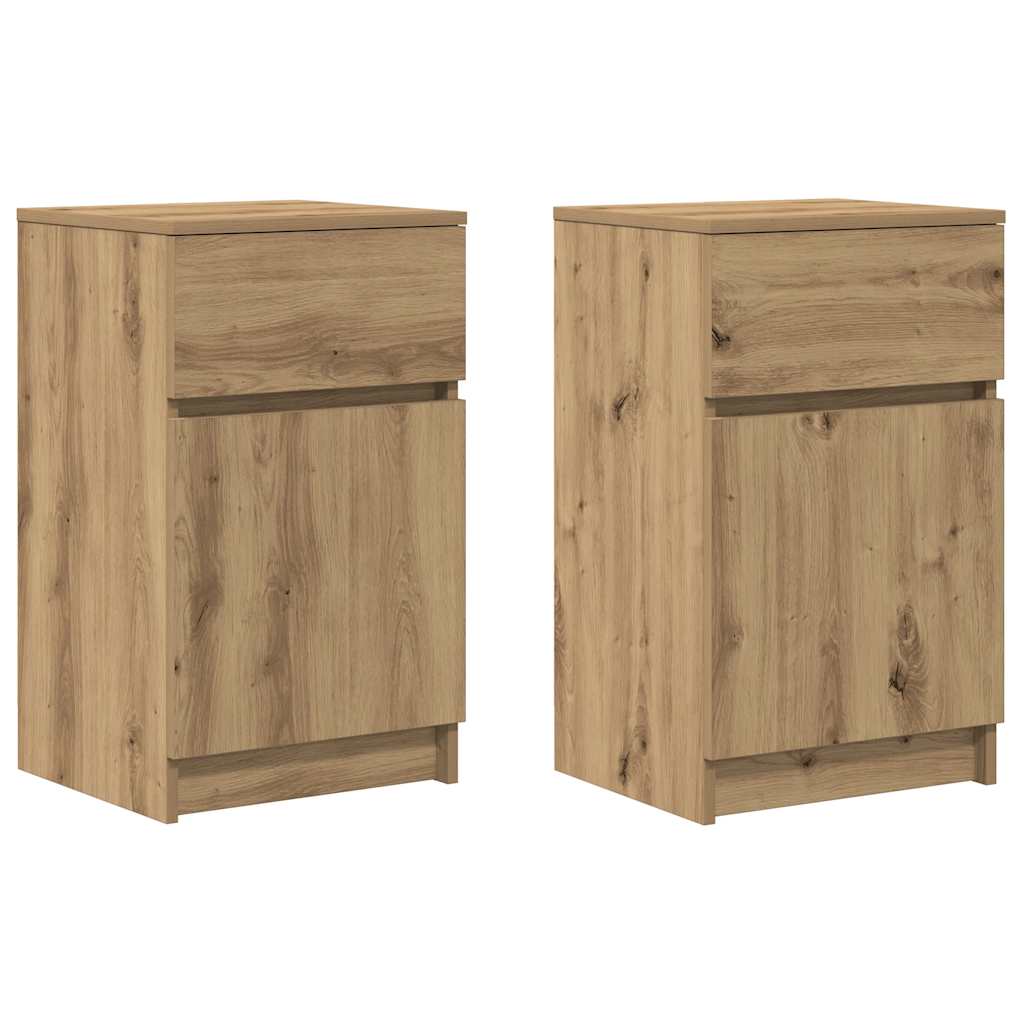 Nattbord 2 stk artisan eik 39x35x65 cm konstruert tre
