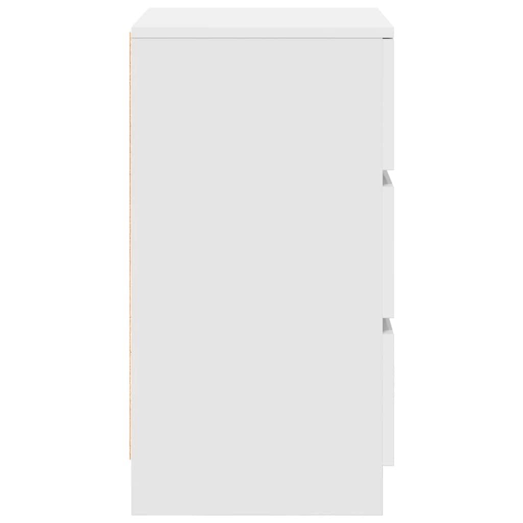 Nattskap med 3 skuffer 2 stk hvit 39x35x65 cm