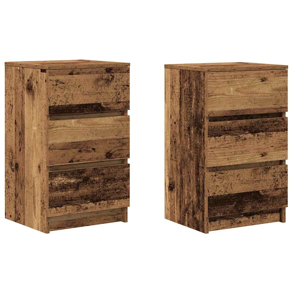Nattskap med 3 skuffer 2 stk gammelt tre 39x35x65 cm