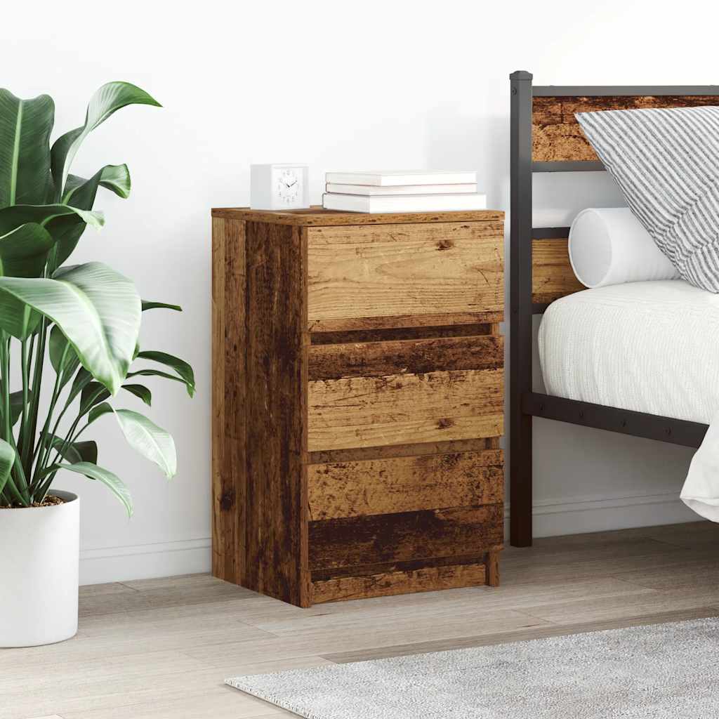 Nattskap med 3 skuffer 2 stk gammelt tre 39x35x65 cm