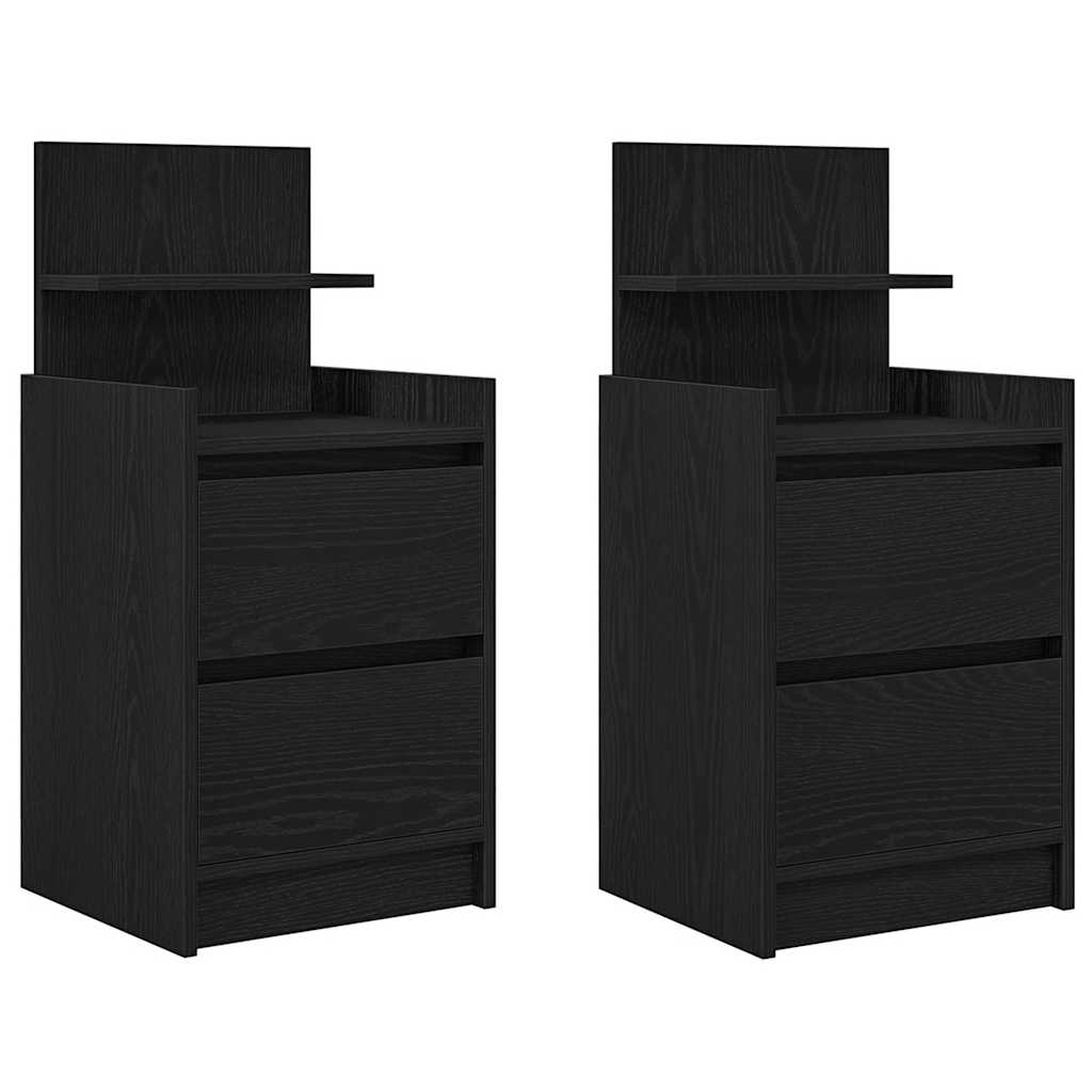 Nattskap med 2 skuffer 2 stk svart 38x34x80 cm