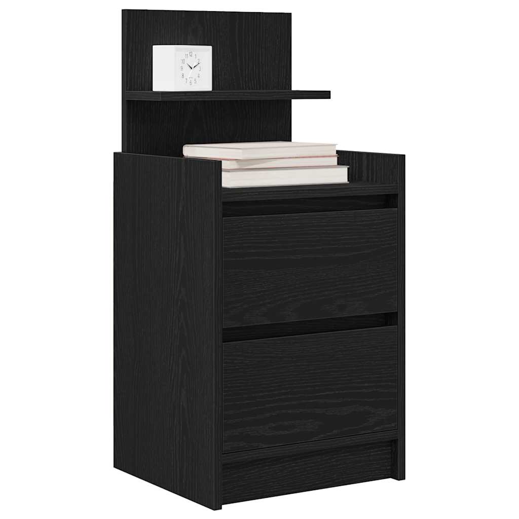 Nattskap med 2 skuffer 2 stk svart 38x34x80 cm