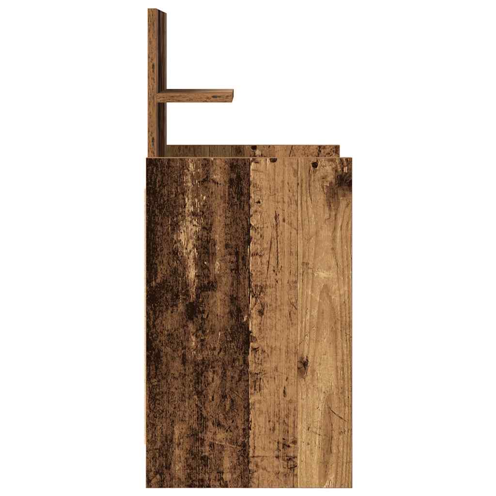 Nattbord med 2 skuffer gammelt tre 38x34x80 cm