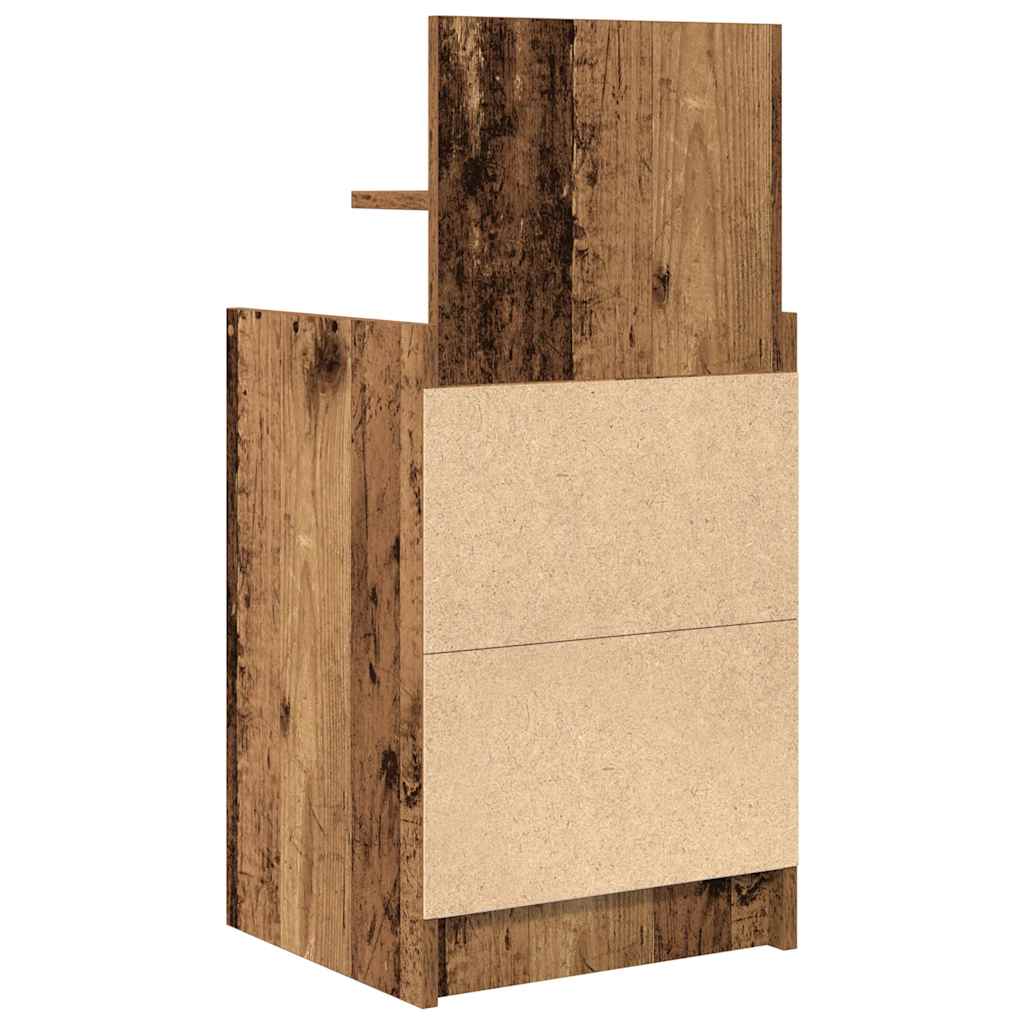 Nattbord med 2 skuffer gammelt tre 38x34x80 cm