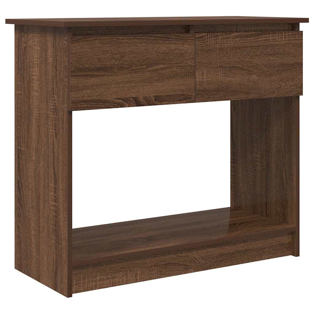konsollbord med skuffer brun eik 85,5x38,5x74,5 cm