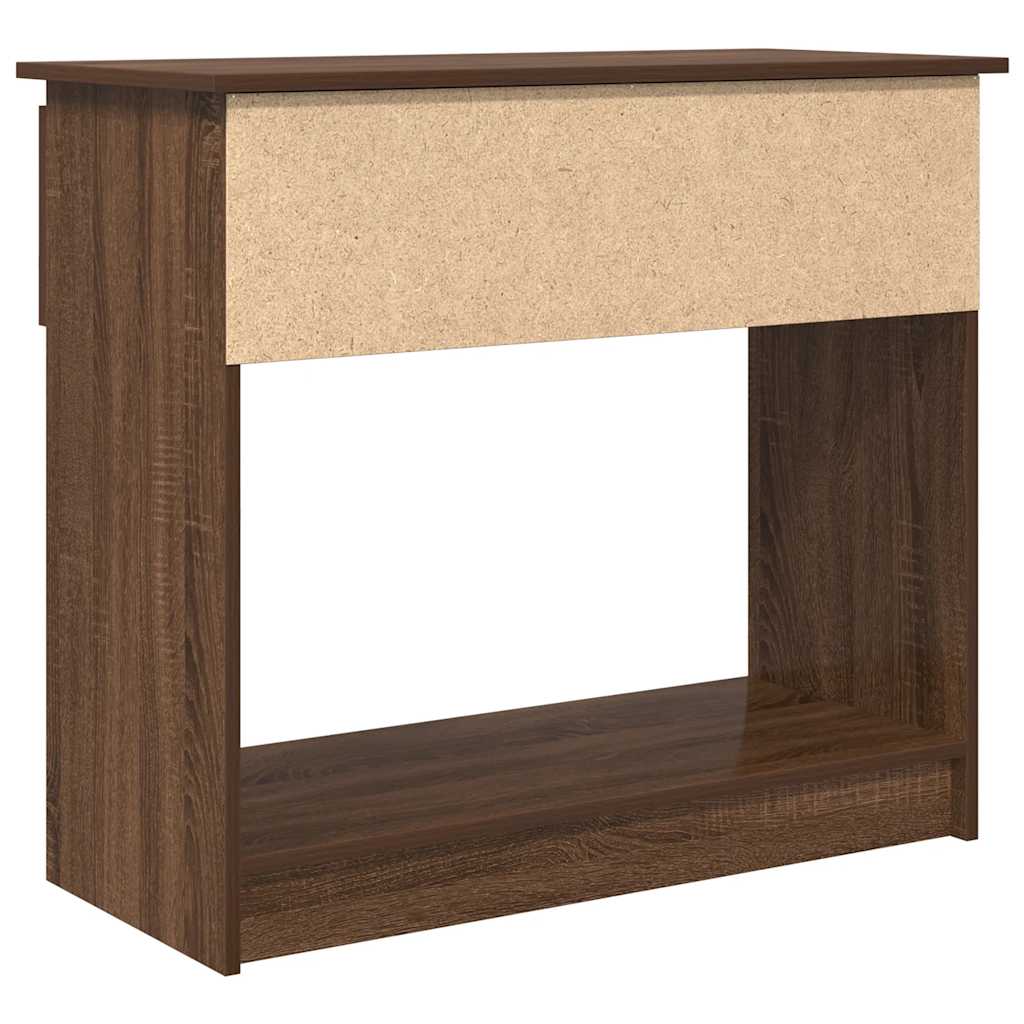 konsollbord med skuffer brun eik 85,5x38,5x74,5 cm