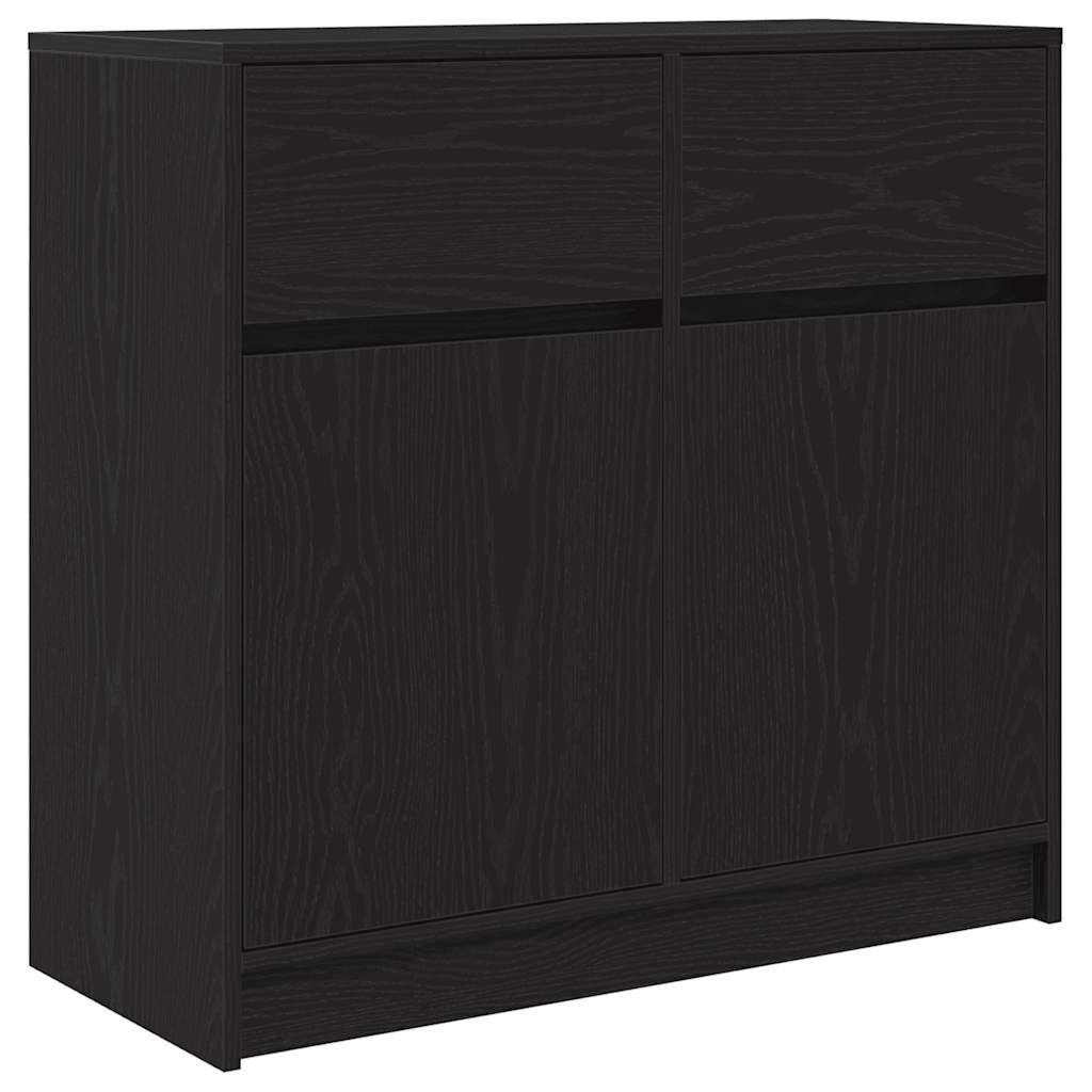 Skjenk med skuff svart eik 80x34x76 cm konstruert tre