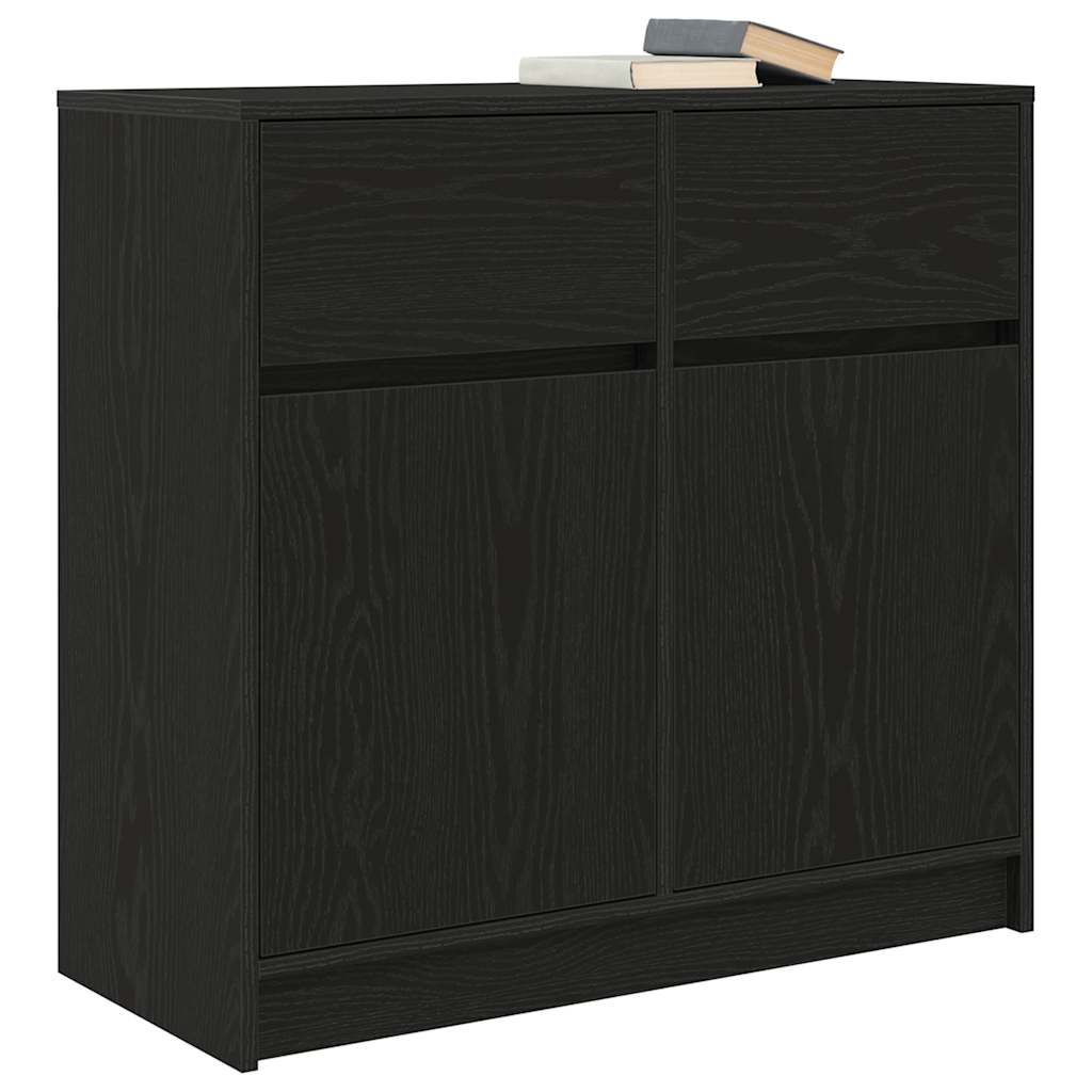 Skjenk med skuff svart eik 80x34x76 cm konstruert tre
