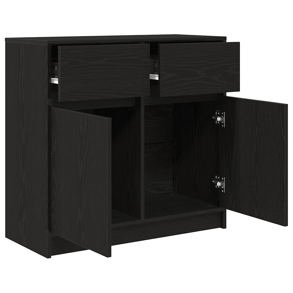 Skjenk med skuff svart eik 80x34x76 cm konstruert tre