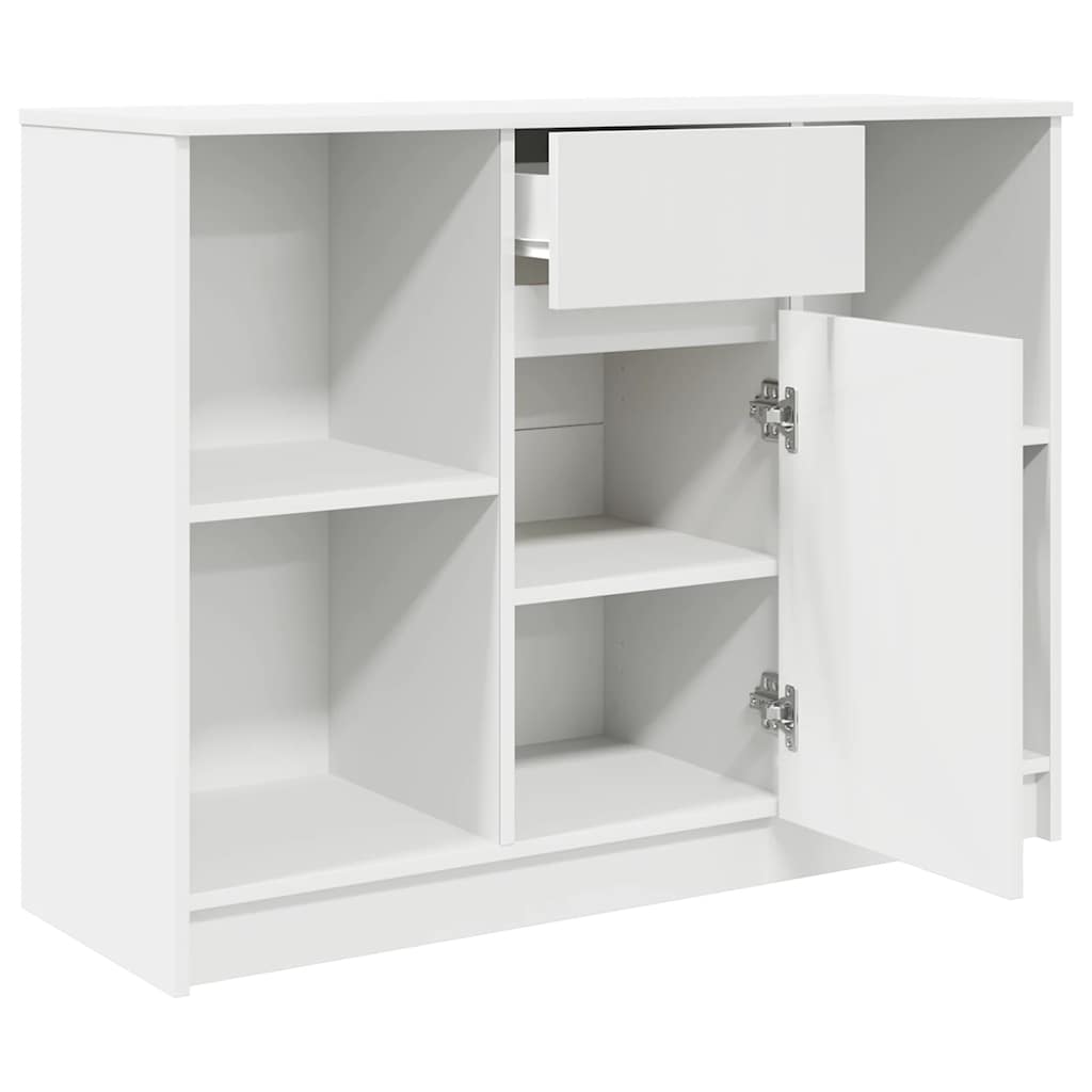 Skjenk med skuff hvit 101x35x76 cm konstruert tre