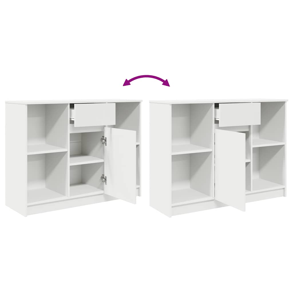 Skjenk med skuff hvit 101x35x76 cm konstruert tre