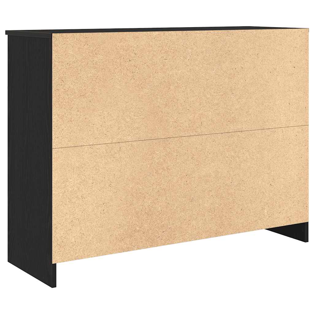 Skjenk med skuff svart eik 101x35x76 cm konstruert tre