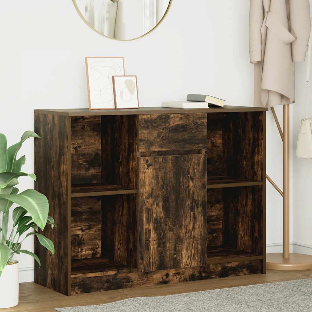 Skjenk med 3 skuffer røkt eik 101x35x76 cm konstruert tre