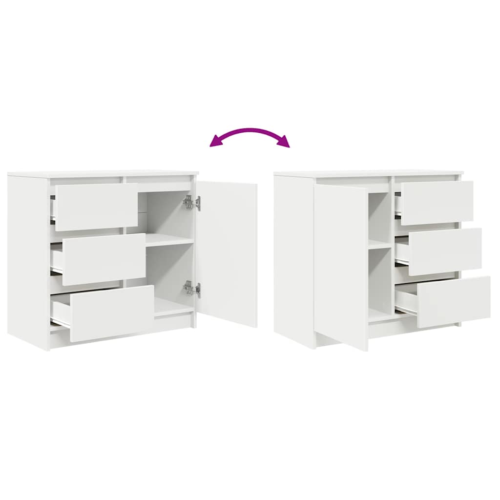 Skjenk med skuff hvit 71x35x65 cm konstruert tre