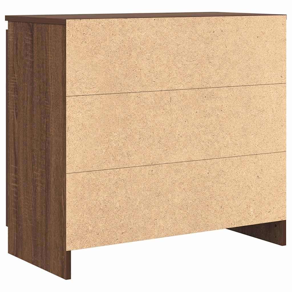 Skjenk med skuff brun eik 71x35x65 cm konstruert tre