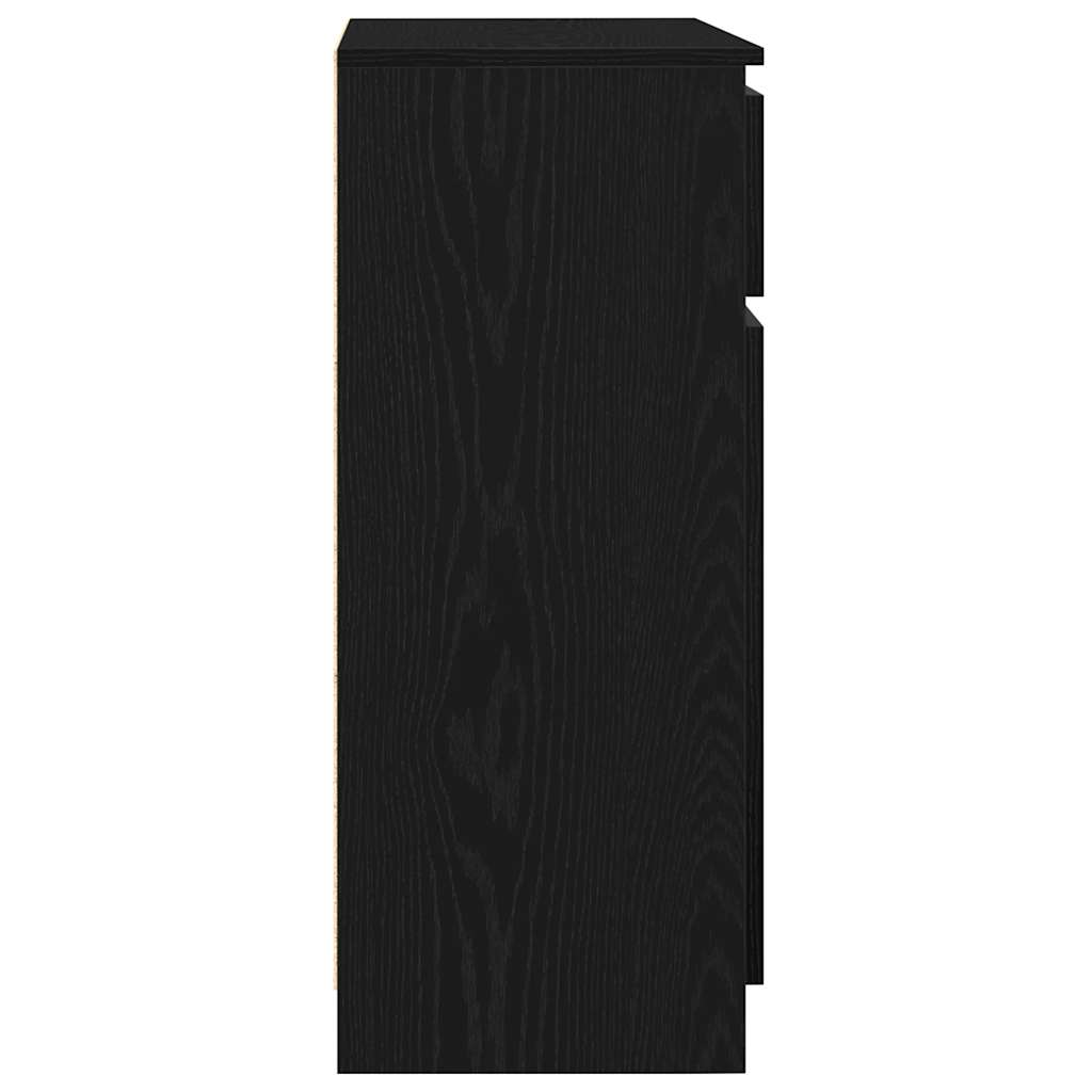 Skjenk med skuff svart eik 71x35x84 cm konstruert tre