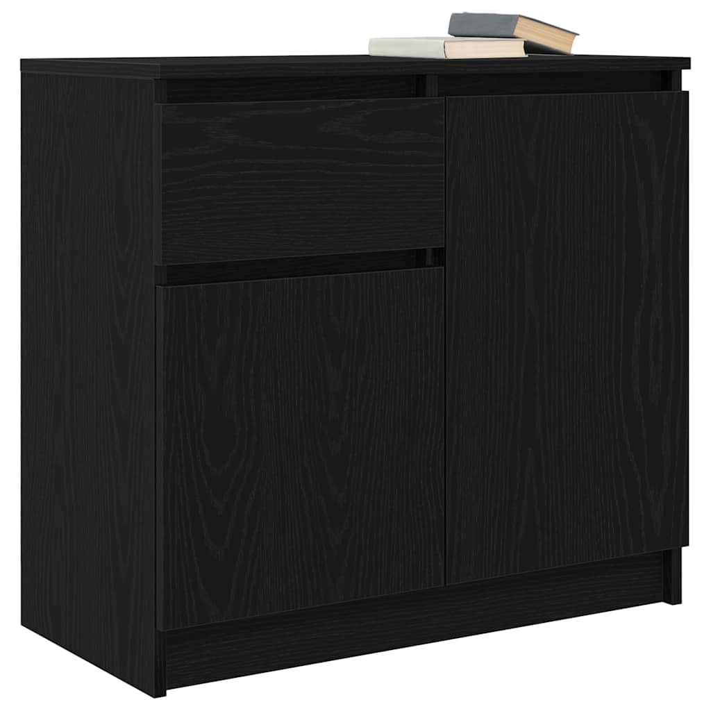 Skjenk med skuff svart eik 71x35x65 cm konstruert tre