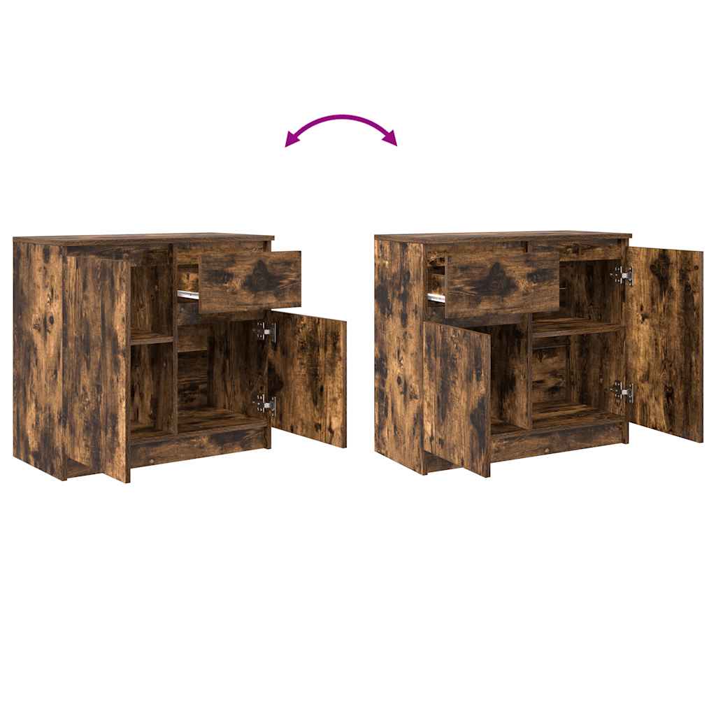 Skjenk med skuff røkt eik 71x35x65 cm konstruert tre