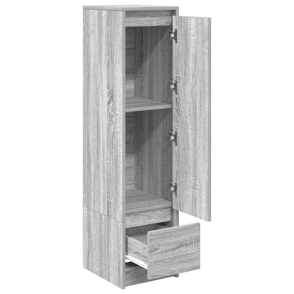 Highboard grå eik 29,5x34x119,5 cm konstruert tre