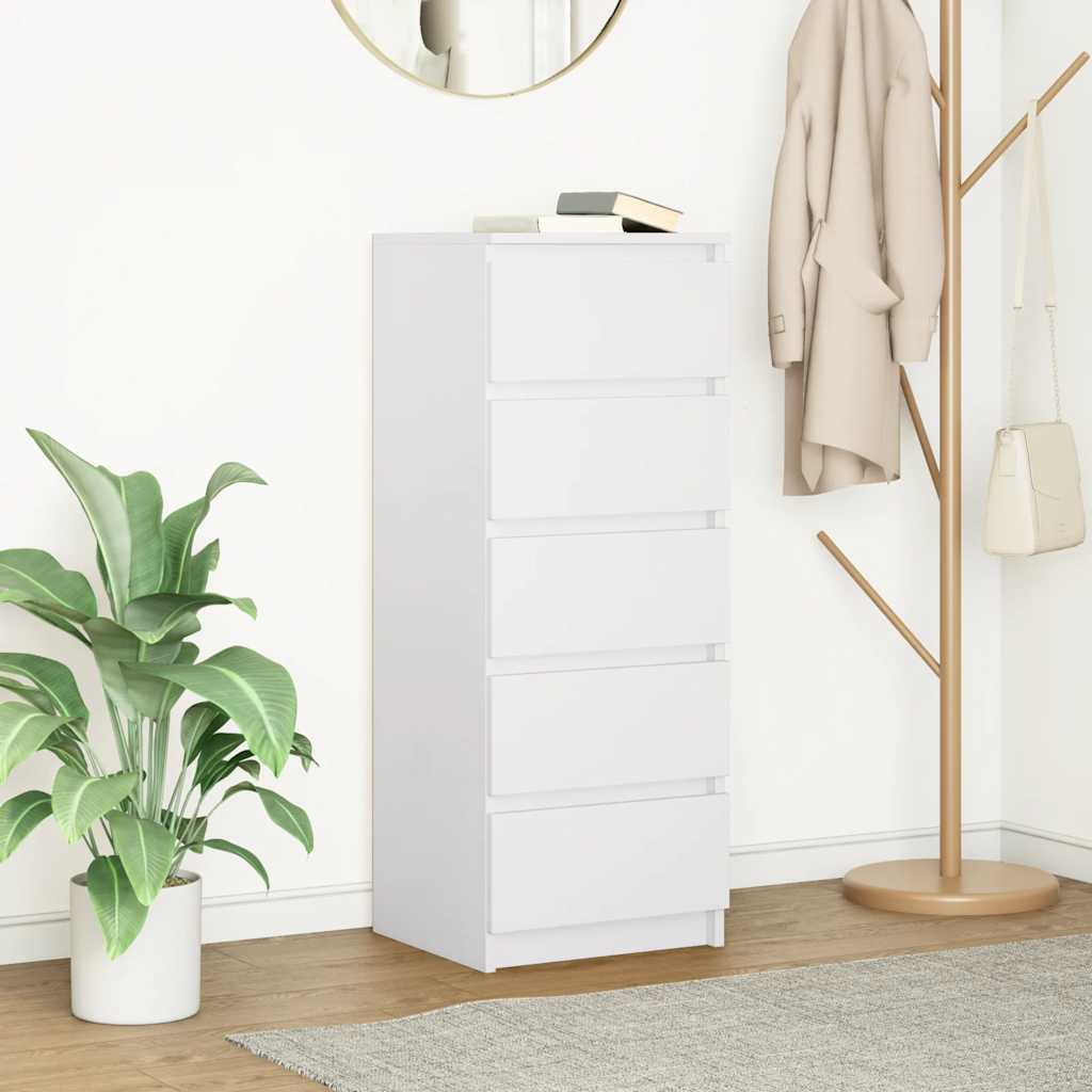 Skjenk med skuffer hvit 37,5x35x99 cm konstruert tre