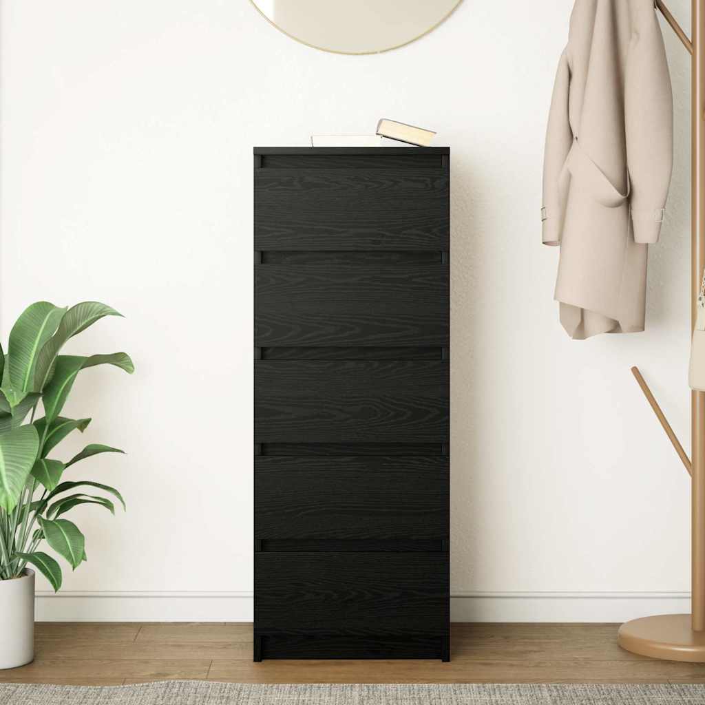 Skjenk med skuffer svart eik 37,5x35x99 cm konstruert tre