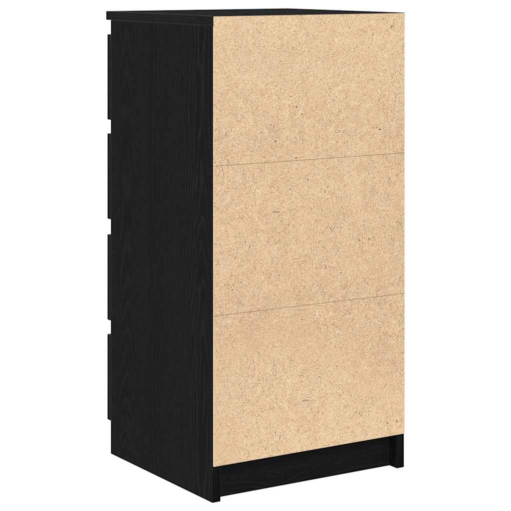 Skjenk med skuffer svart eik 37,5x35x99 cm konstruert tre