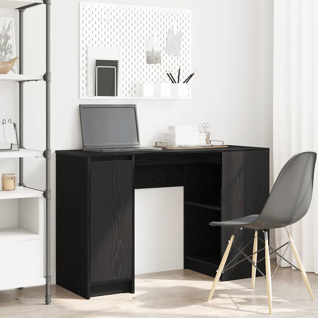Skrivebord svart eik 120x42x76 cm konstruert tre