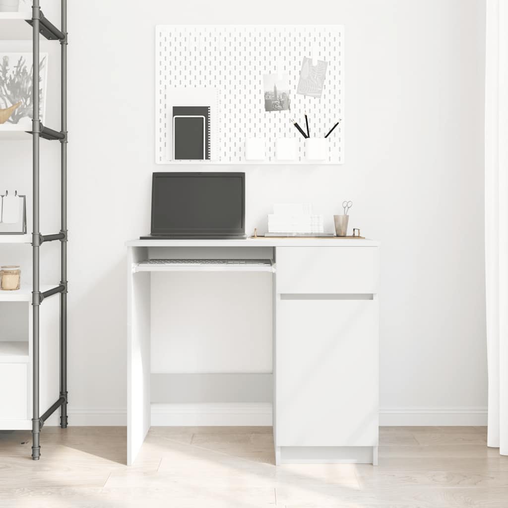 Skrivebord hvit 86x49x76 cm konstruert tre
