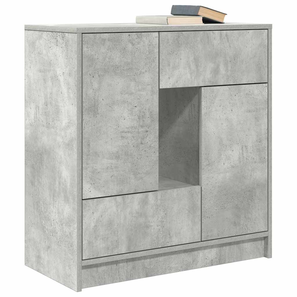 Skjenk med skuffer og dører betonggrå 70,5x34x74,5 cm