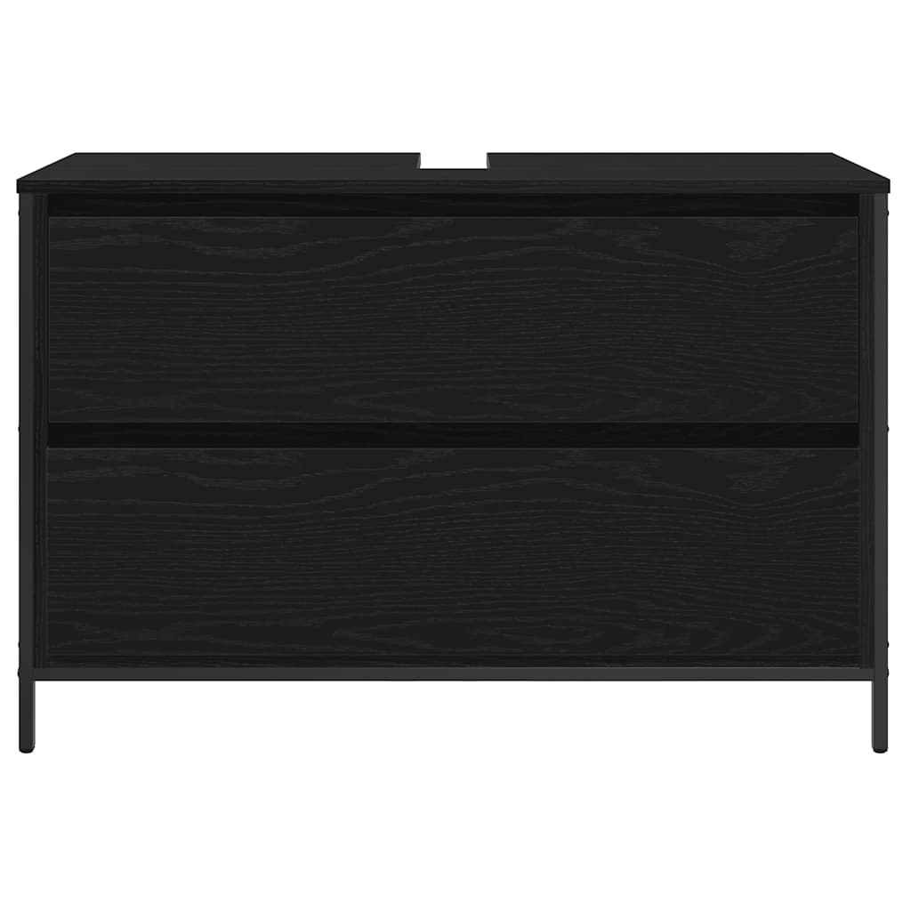 Baderomsservantskap med skuffer svart eik 90x34,5x60 cm