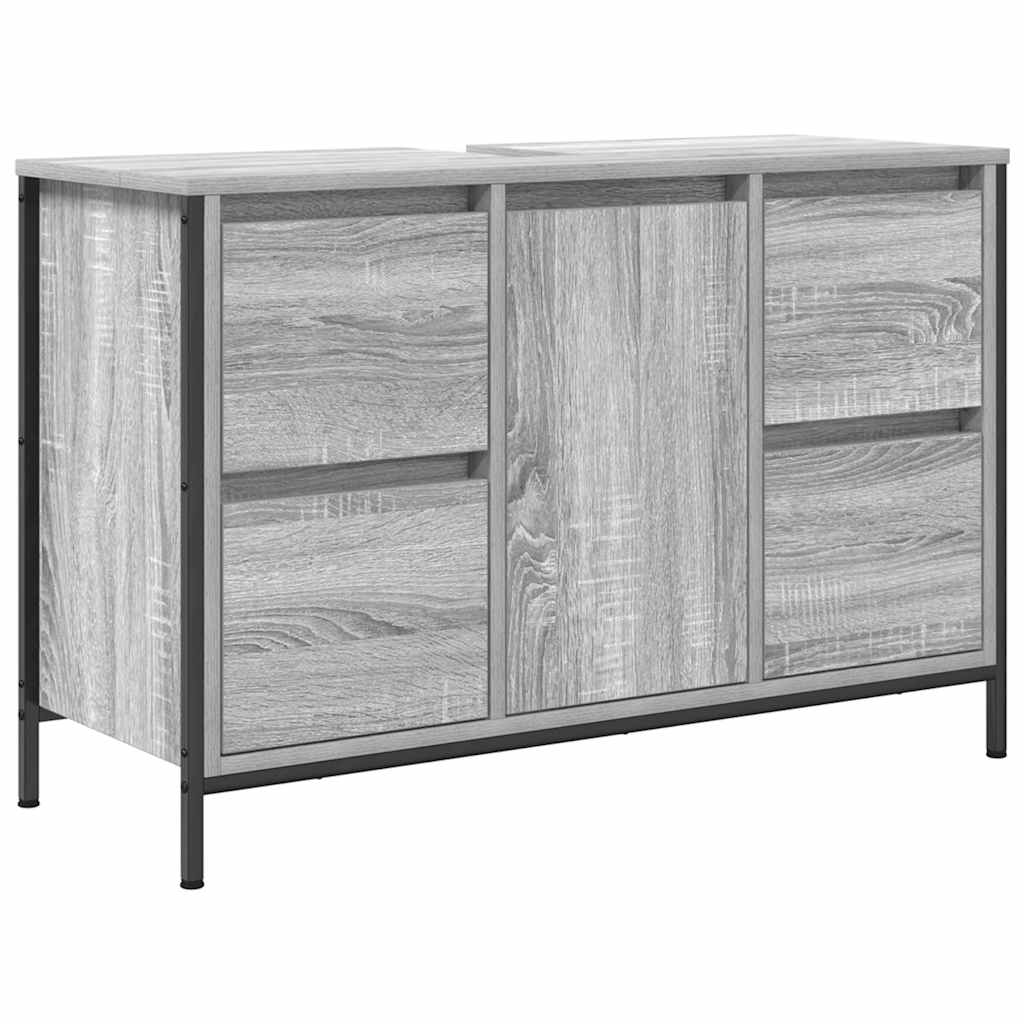 Servantskap med skuffer grå Sonoma 90x34,5x60 cm vidaXL