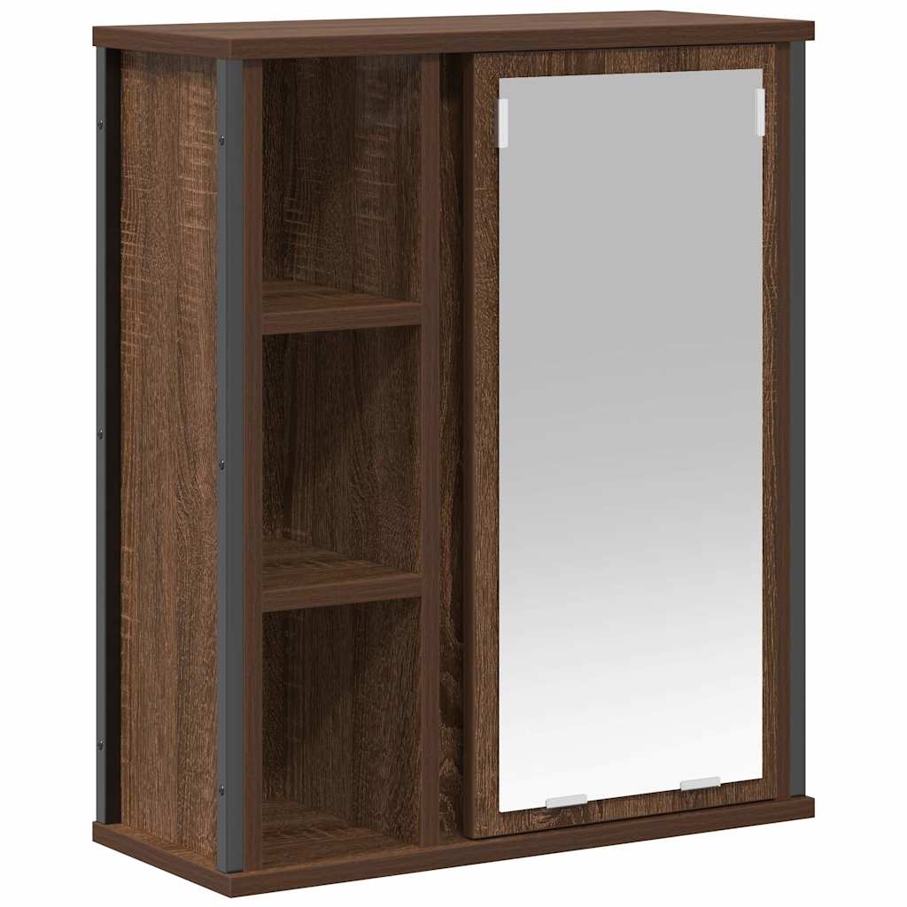 Baderoms veggskap med speil brun eik 50x21x60 cm vidaXL