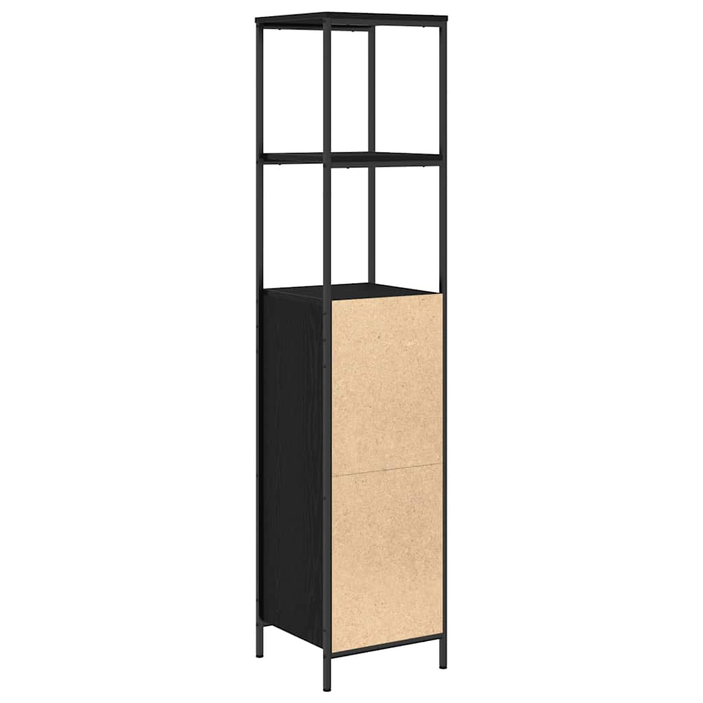 Baderomsskap med hyller svart eik 36x35x165 cm