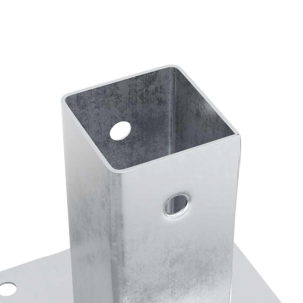 Stolpebunner firkantet 4 stk sølv 61x61 mm galvanisert stål
