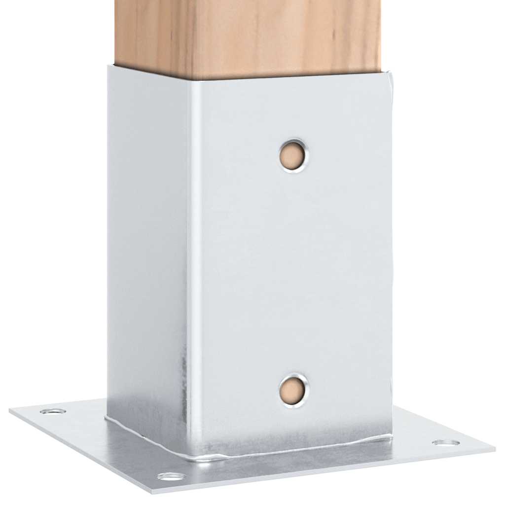 Stolpebunner firkantet 12 stk sølv 81x81 mm galvanisert stål