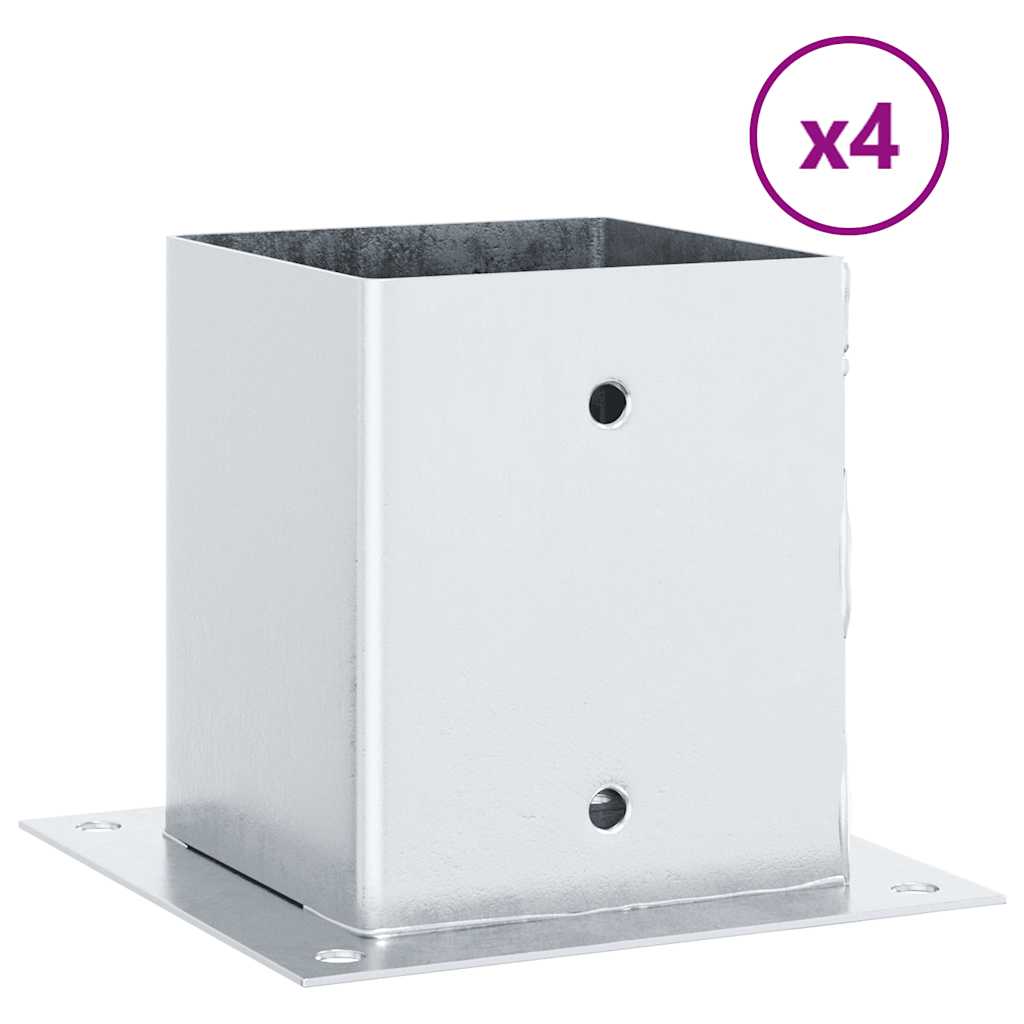 Stolpebunner firkantet 4 stk sølv 101x101 mm galvanisert stål
