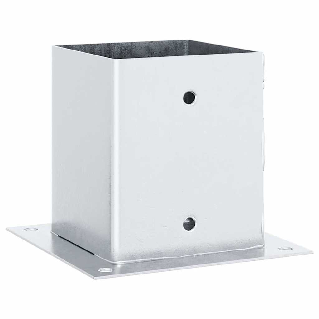 Stolpebunner firkantet 4 stk sølv 121x121 mm galvanisert stål