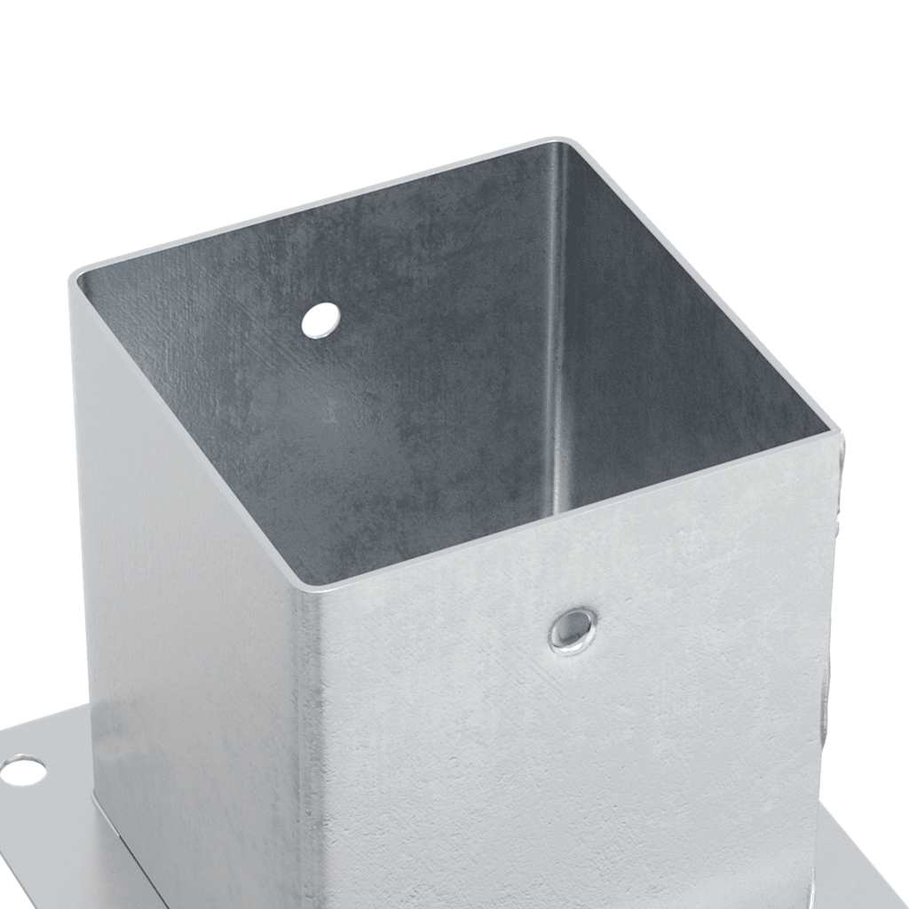 Stolpebunner firkantet 4 stk sølv 121x121 mm galvanisert stål