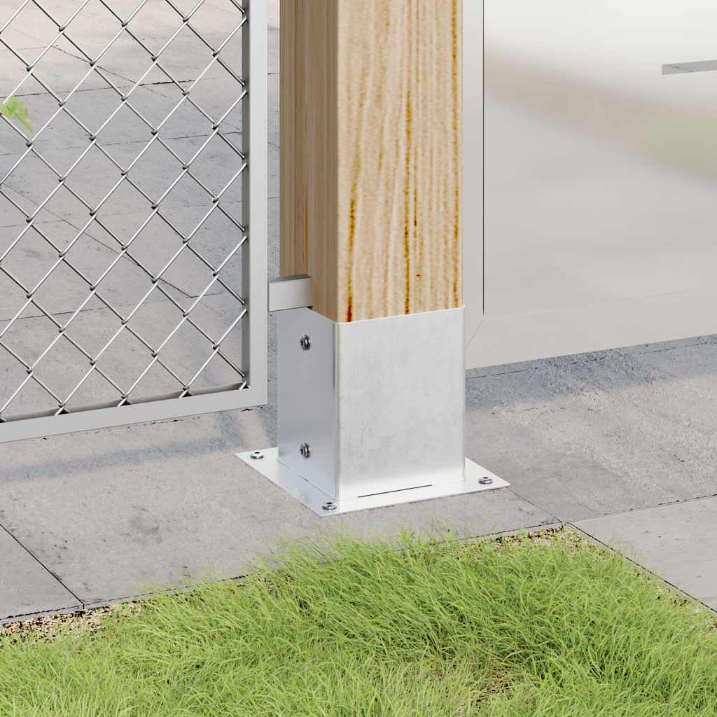 Stolpebunner firkantet 12 stk sølv 121x121 mm galvanisert stål