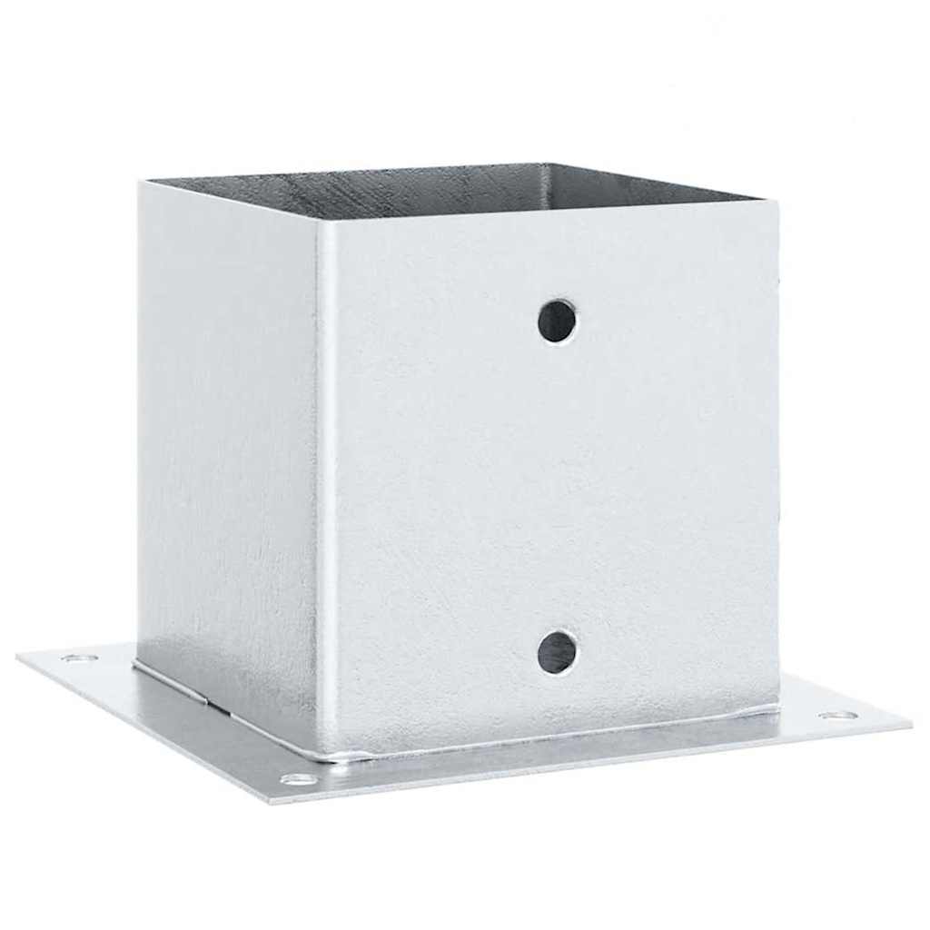 Stolpebunner firkantet 4 stk sølv 141x141 mm galvanisert stål