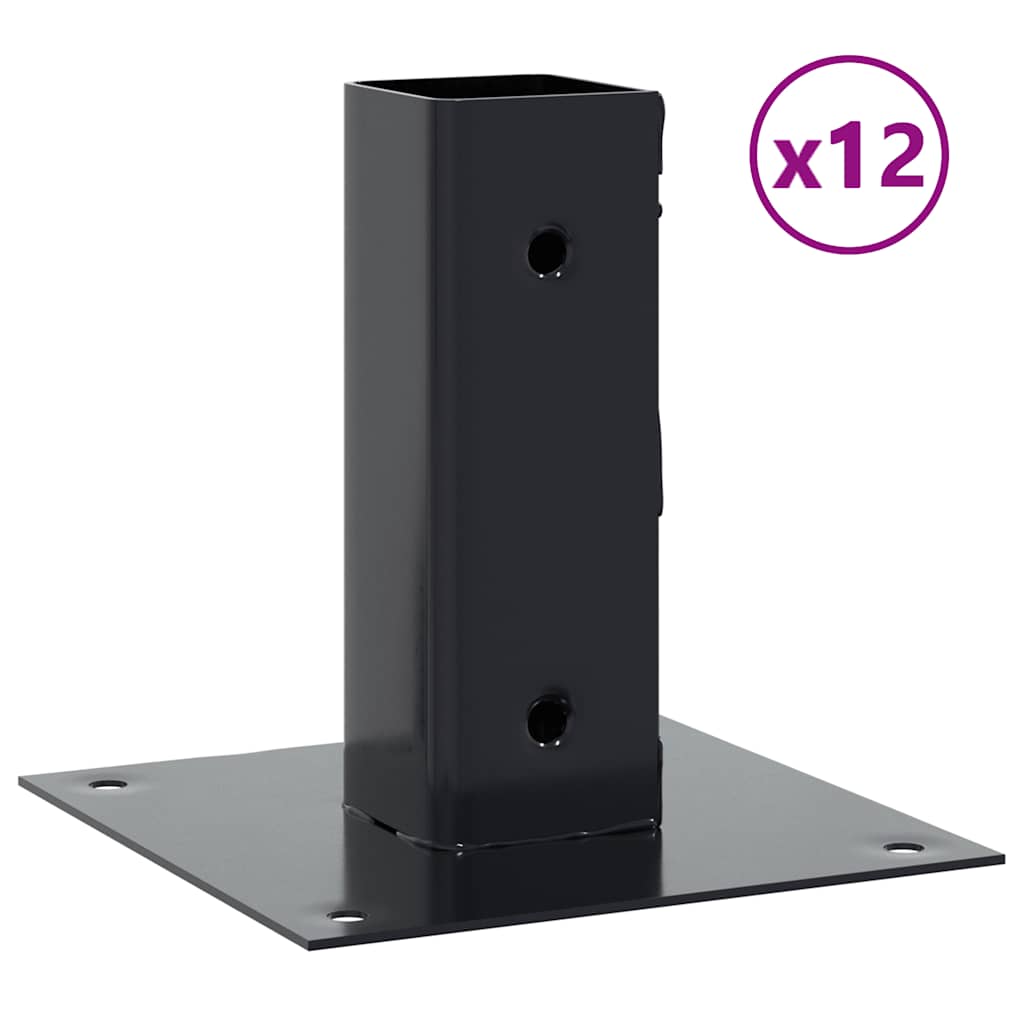 Stolpebunner firkantet 12 stk 46x46 mm pulverlakkert stål