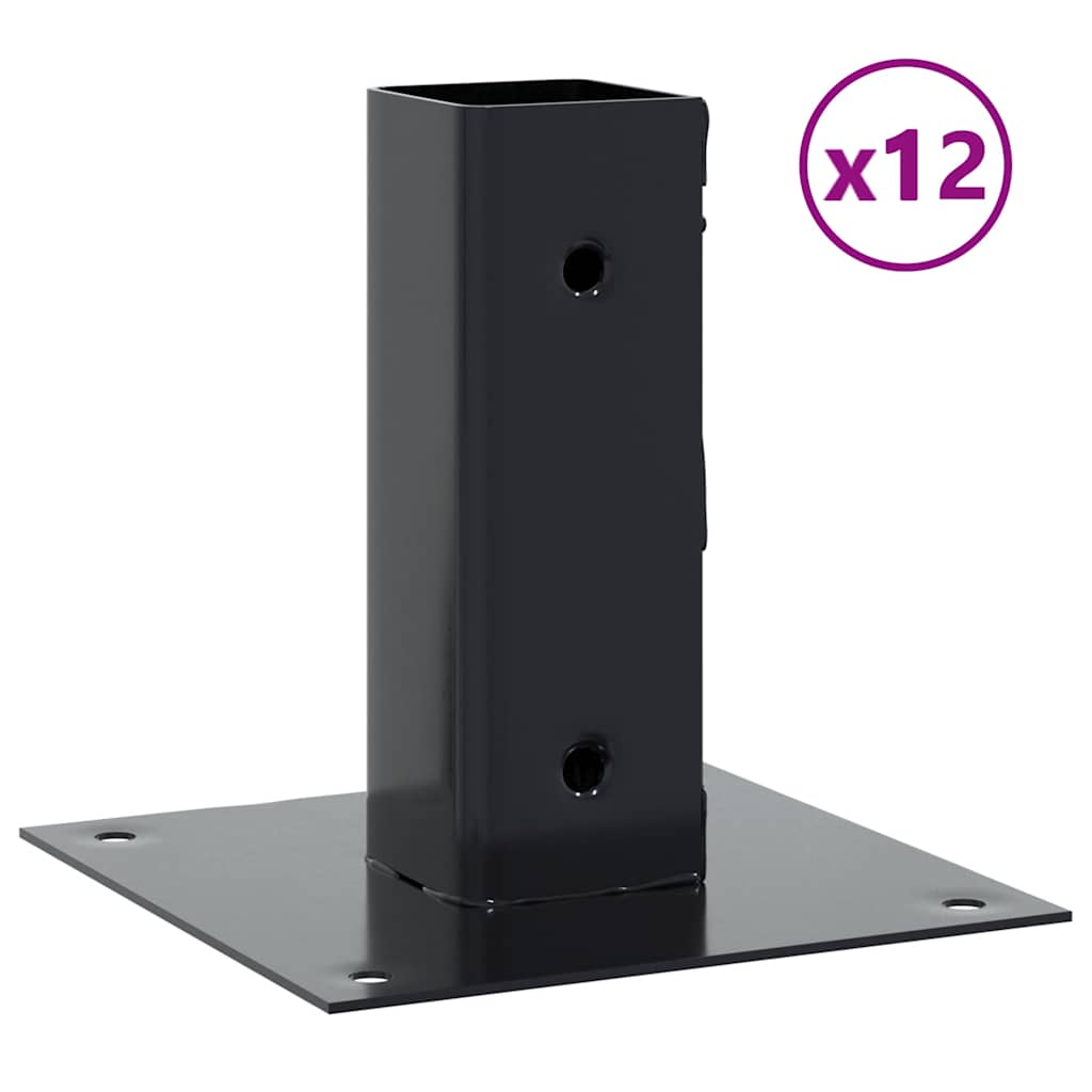 Stolpebunner firkantet 12 stk 51x51 mm pulverlakkert stål