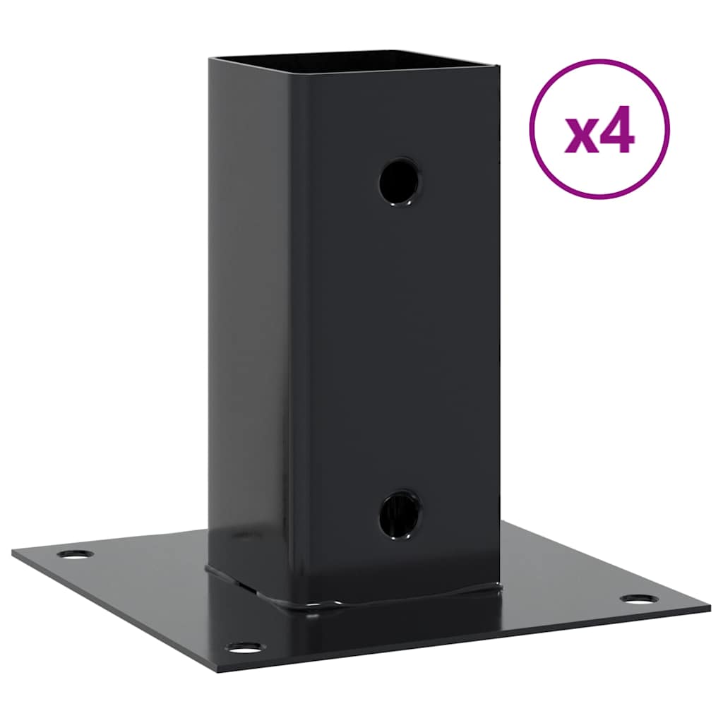 Stolpebunner firkantet 4 stk 61x61 mm pulverlakkert stål