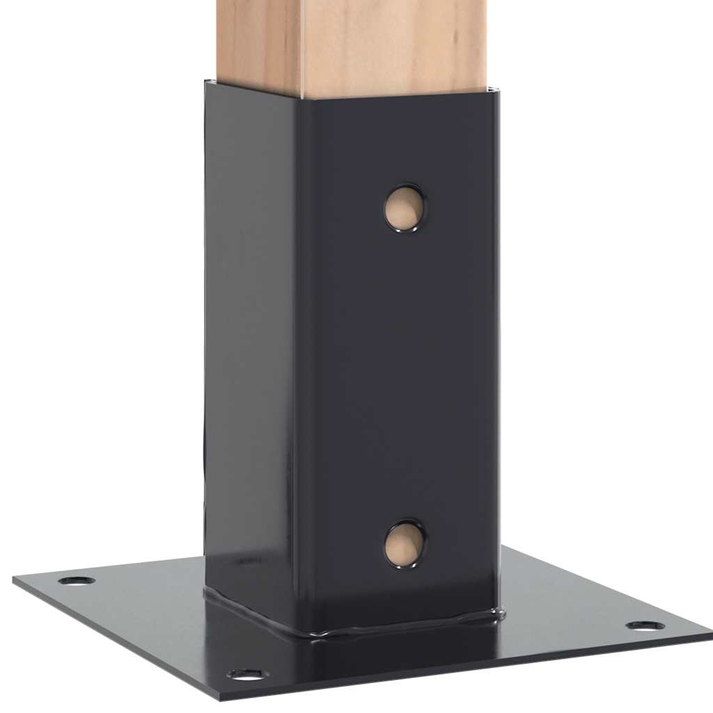 Stolpebunner firkantet 4 stk 61x61 mm pulverlakkert stål