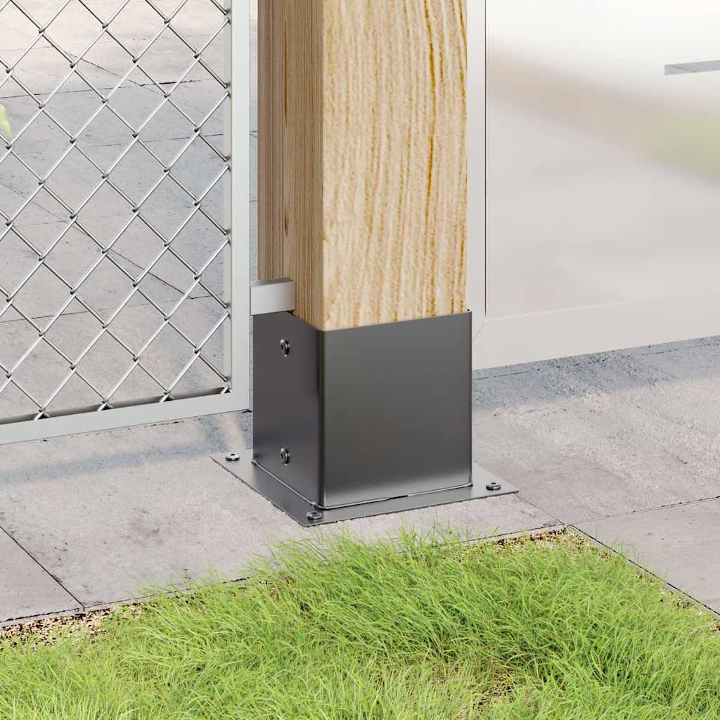 Stolpebunner firkantet 4 stk 141x141 mm pulverlakkert stål